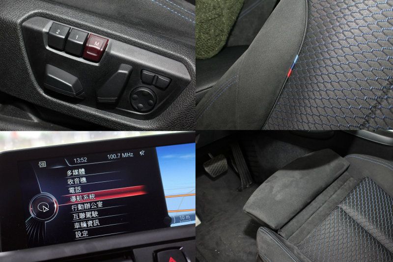藍色鋁質飾條與魚鱗紋鋁質飾版,共構M135i車室的運動感;激烈操駕時,多向電調跑車座椅,可以提供完美的支撐與包覆性。 藍色鋁質飾條與魚鱗紋鋁質飾版,共構M135i車室的運動感;激烈操駕時,多向電調跑車座椅,可以提供完美的支撐與包覆性。