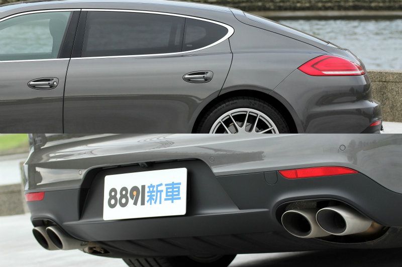 Panamera 4S Executive指的正是長軸版Panamera車款,從後門與前門比例可以看出長達5165mm的車身霸氣盡顯無疑。 Panamera 4S Executive指的正是長軸版Panamera車款,從後門與前門比例可以看出長達5165mm的車身霸氣盡顯無疑。
