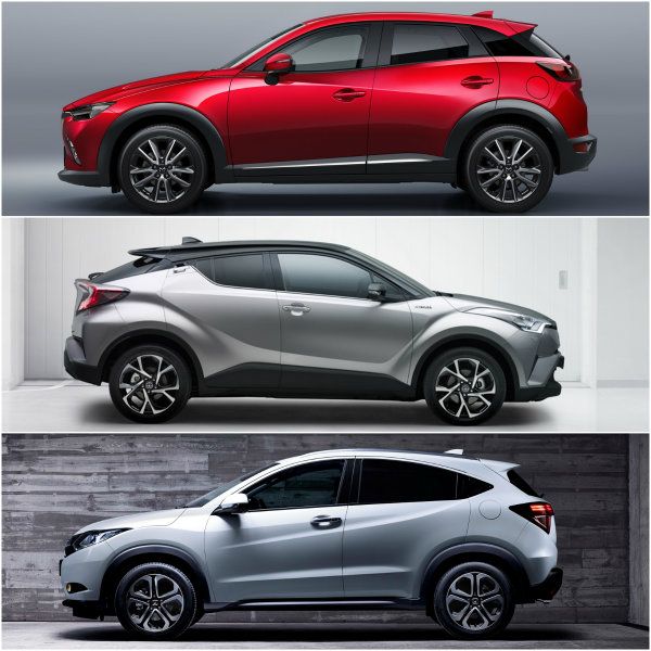 Toyota C-HR側面線條相當前衛,甚至可用誇張形容,後車門把手還刻意隱藏式設計,倒是Honda HR-V設計顯得趨於保守。 Toyota C-HR側面線條相當前衛,甚至可用誇張形容,後車門把手還刻意隱藏式設計,倒是Honda HR-V設計顯得趨於保守。