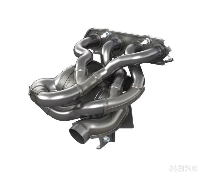 為了因應14.0:1高壓縮比設定產生的高溫廢氣回流而造成爆震現象,將過去4-1的排氣頭段設計,改為4-2-1,多出一次分流再整合的配置,避免4個汽缸的廢氣一次集中造成不順暢,扭力多少也獲得保留。 為了因應14.0:1高壓縮比設定產生的高溫廢氣回流而造成爆震現象,將過去4-1的排氣頭段設計,改為4-2-1,多出一次分流再整合的配置,避免4個汽缸的廢氣一次集中造成不順暢,扭力多少也獲得保留。