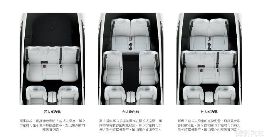 六人座內裝需加價20.1萬，七人座則須13.4萬。
