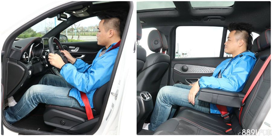 座椅軟硬與支撐性適中，空間則合乎需求，後座不論膝部或頭部都留有餘裕，中央地板的隆起幅度也不算明顯，能挑惕的大概就是椅墊長度稍短，且是同場唯一缺少三區恆溫空調的車型。（圖中示範車輛為GLC 43）