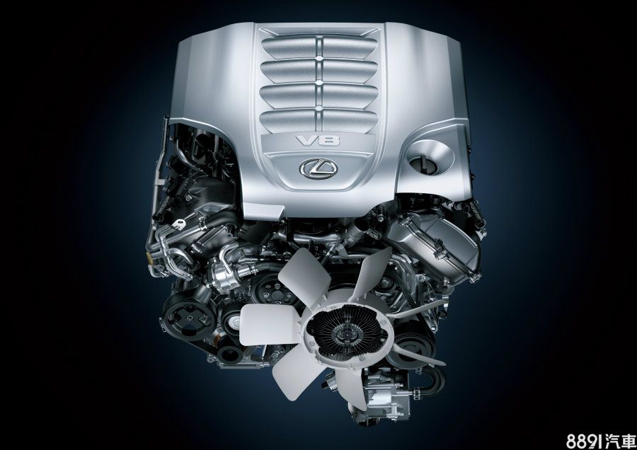 圖為現行LX570所搭載的5.7升V8引擎，具備367hp/54kgm的最大輸出，是目前Lexus排量最大的引擎。