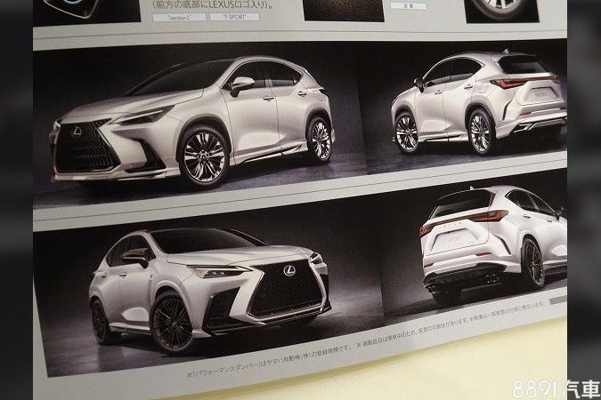 型錄中兩排外觀示範,上排為Advenced豪華套裝,下排則為F Sport Part套件。